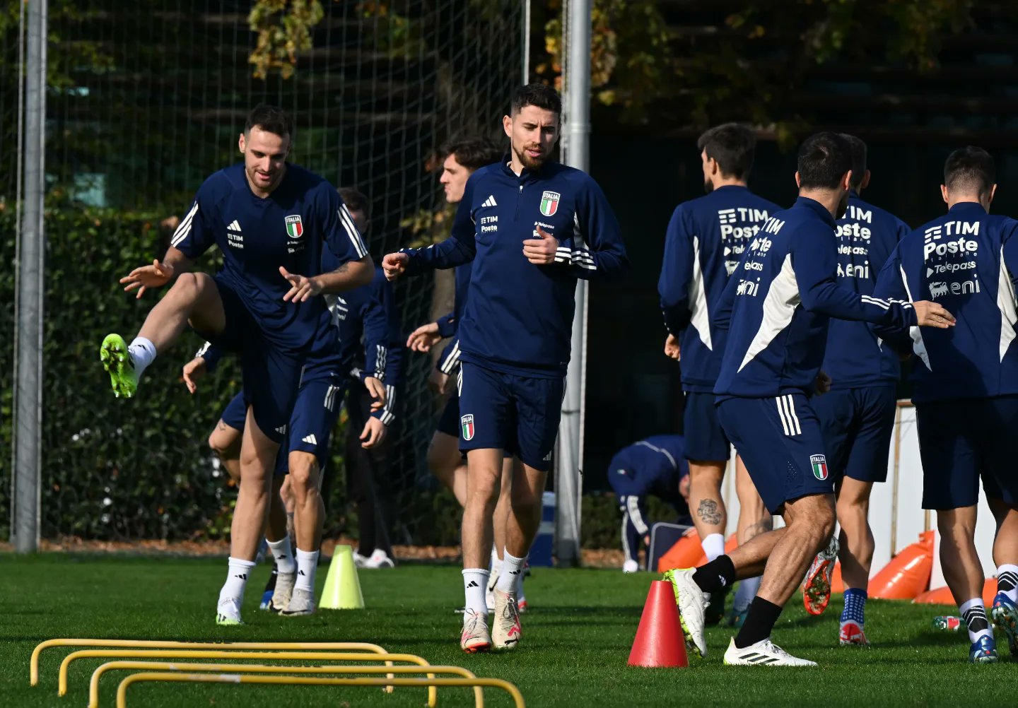 Allenamento al ritiro della Nazionale di Calcio