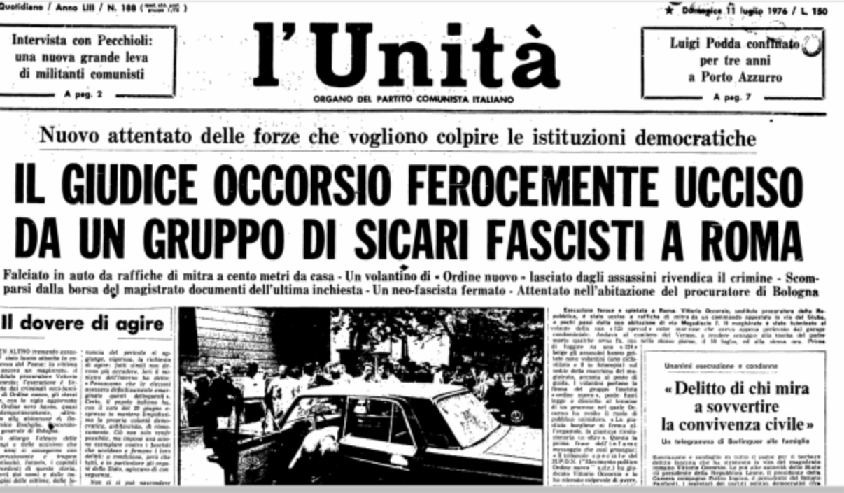 8 Occorsio Amato giudici uccisi terrorismo mafia servizi segreti_cronaca celebrazione aula tribinale_informazione Lazio_Infolazio24_OCCORSIO OMICIDIO 2_L'UNITA'